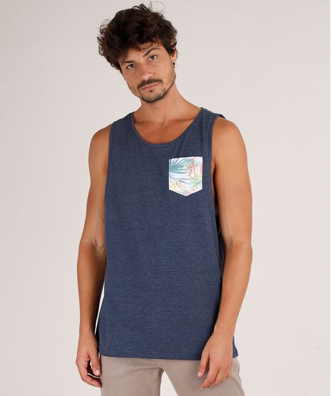 Regata-Masculina-com-Bolso-Estampado-de-Folhagem-Gola-Careca-Azul-Marinho-9810745-Azul_Marinho_1