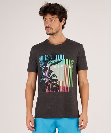 Camiseta-Masculina--Botanical--Manga-Curta-Gola-Careca-Cinza-Mescla-Escuro-9738897-Cinza_Mescla_Escuro_1