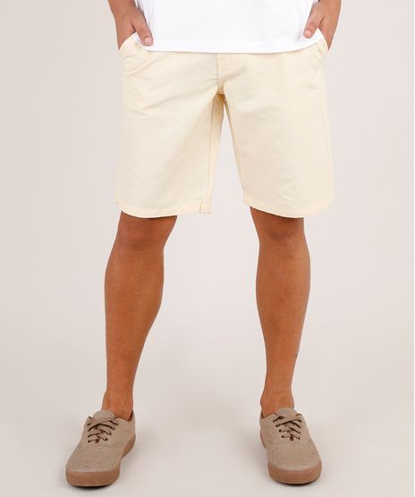 Bermuda-Masculina-Reta-com-Textura-Amarela-9763629-Amarelo_1