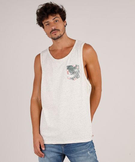Regata-Masculina-com-Bolso-Estampado-de-Folhagem-Gola-Careca-Bege-Claro-9742103-Bege_Claro_1