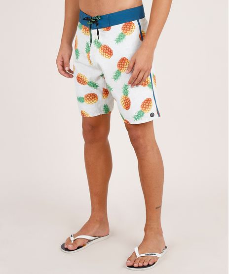 Bermuda-Surf-Masculina-Estampada-de-Abacaxi-com-Faixa-Lateral-Bege-9743862-Bege_1