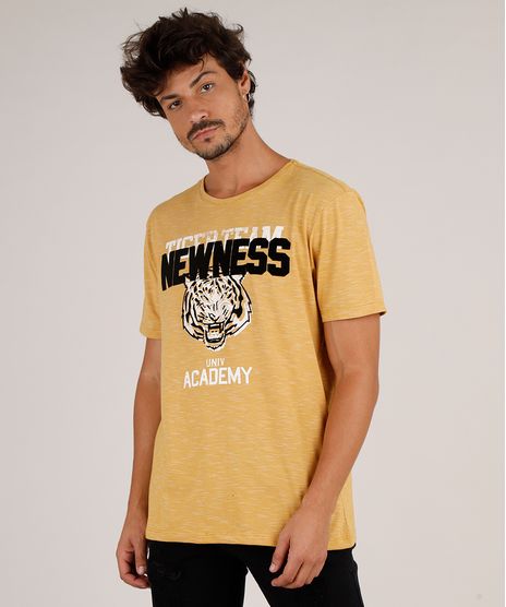 Camiseta-Masculina-Listrada-Tigre--Newness--Manga-Curta-Gola-Careca-Mostarda-9755144-Mostarda_1