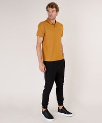 Polo-Masculina-Basica-Comfort-Fit-em-Piquet-Manga-Curta-Mostarda-9842591-Mostarda_3
