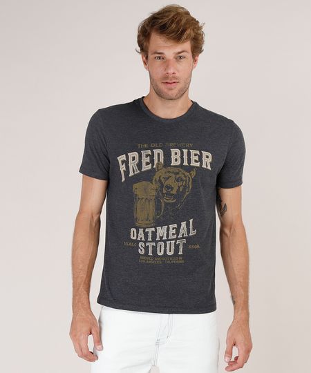 Camiseta-Masculina-Urso--Fred-Bier--Manga-Curta-Gola-Careca-Cinza-Mescla-Escuro-9800072-Cinza_Mescla_Escuro_1