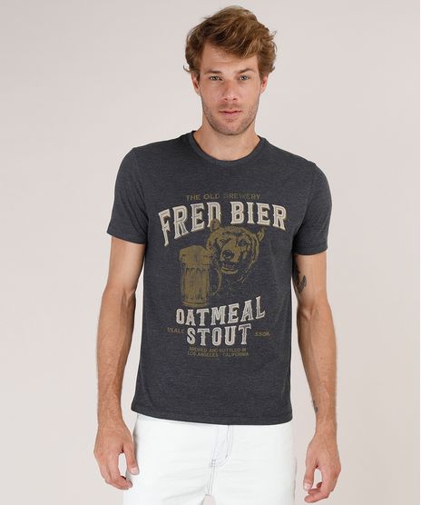 Camiseta-Masculina-Urso--Fred-Bier--Manga-Curta-Gola-Careca-Cinza-Mescla-Escuro-9800072-Cinza_Mescla_Escuro_1