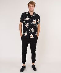 Camisa-Masculina-Relaxed-Estampada-Floral-Manga-Curta-Preta-9657150-Preto_3