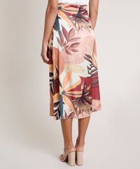 Saia-Feminina-Mindset-Midi-Acetinada-Estampada-de-Folhagem-com-Fenda-Caramelo-9857339-Caramelo_2
