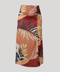 Saia-Feminina-Mindset-Midi-Acetinada-Estampada-de-Folhagem-com-Fenda-Caramelo-9857339-Caramelo_5