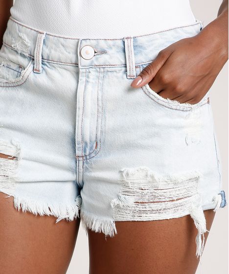 short branco feminino jeans