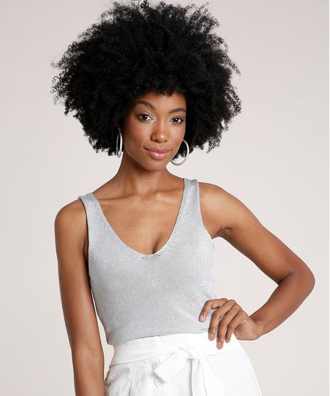 Regata-Feminina-em-Trico-com-Lurex-Alca-Larga-Decote-V-Prateada-9655793-Prateada_1