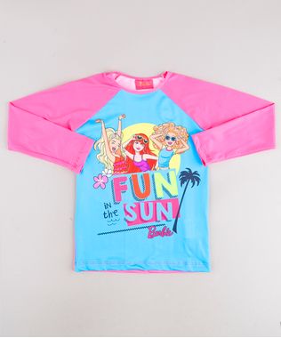 Blusa-de-Praia-Infantil-Barbie-Raglan-Manga-Longa-com-Protecao-UV50--Rosa-Neon-9746899-Rosa_Neon_1