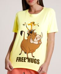 Blusa-Feminina-Timao-e-Pumba-O-Rei-Leao-Manga-Curta-Decote-Redondo-Amarela-9827060-Amarelo_4