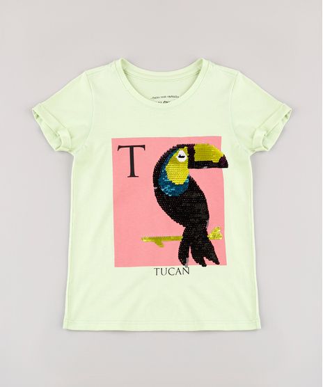 Blusa-Infantil-Tucano-com-Paete-Dupla-Face-Manga-Curta--Verde-Claro-9748624-Verde_Claro_1