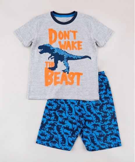 Pijama-Infantil-Dinossauro-Manga-Curta-Cinza-Mescla-9762295-Cinza_Mescla_1