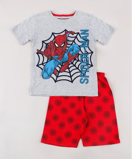 Pijama-Infantil-Homem-Aranha-Manga-Curta-Cinza-Mescla-9762289-Cinza_Mescla_1