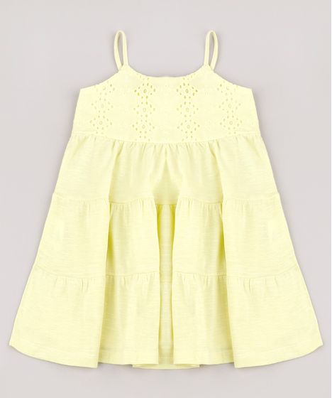 vestido infantil amarelo claro