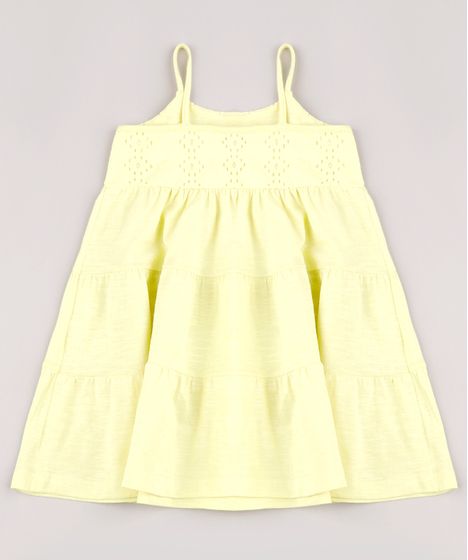 vestido infantil amarelo claro
