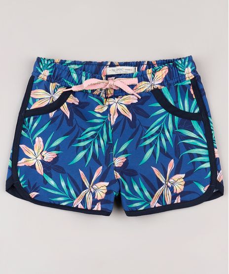 Short-Infantil-Running-Estampado-de-Folhagem-com-Lurex-Azul-Marinho-9751369-Azul_Marinho_1