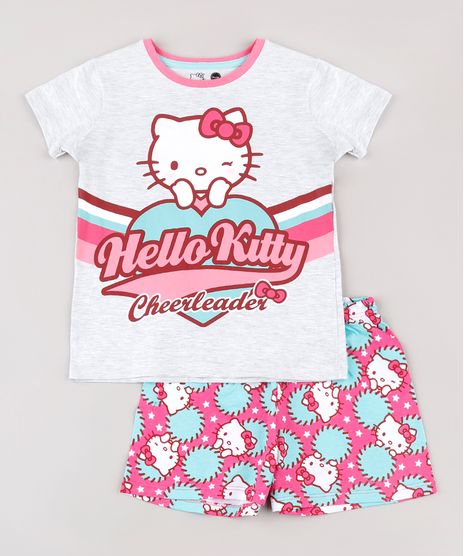 Pijama-Infantil-Hello-Kitty-Manga-Curta--Cinza-Mescla-9762304-Cinza_Mescla_1