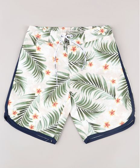 Bermuda-Surf-Infantil-Estampada-de-Folhagens-com-Cordao-Bege-Claro-9667427-Bege_Claro_1