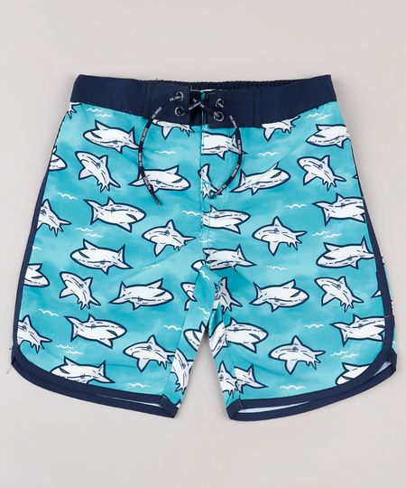 Bermuda-Surf-Infantil-Estampada-de-Tubaroes-com-Cordao-Verde-Agua-9667429-Verde_Agua_1