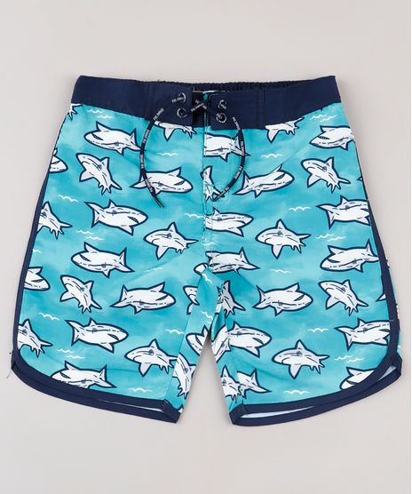 Bermuda-Surf-Infantil-Estampada-de-Tubaroes-com-Cordao-Verde-Agua-9667429-Verde_Agua_1