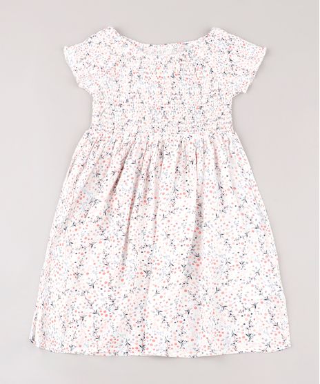 Vestido-Infantil-Estampado-Floral-com-Lastex-Manga-Curta-Branco-9676017-Branco_1