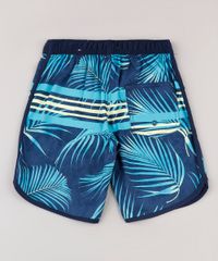 Bermuda-Surf-Infantil-Estampada-de-Folhagens-e-Listras-com-Cordao-Azul-Marinho-9667417-Azul_Marinho_2