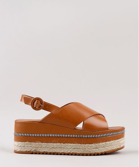Sandalia-Feminina-Oneself-Flatform-com-Tiras-Cruzadas-Caramelo-9652000-Caramelo_1