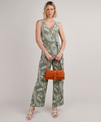 Macacao-Feminino-Estampado-de-Folhagem-com-Faixa-para-Amarrar-Sem-Manga-Verde-9845070-Verde_3