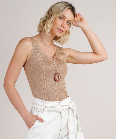 Regata-Feminina-em-Trico-com-Lurex-Alca-Larga-Decote-V-Marrom-Claro-9779621-Marrom_Claro_1