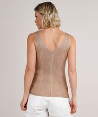 Regata-Feminina-em-Trico-com-Lurex-Alca-Larga-Decote-V-Marrom-Claro-9779621-Marrom_Claro_2