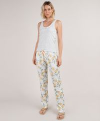 Pijama-Feminino-Canelado-Estampado-de-Limao-Regata-Cinza-Mescla-9733189-Cinza_Mescla_1