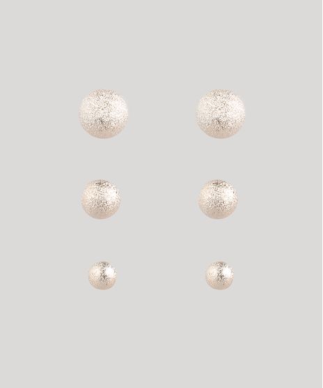 Kit-de-3-Brincos-Femininos-Folheados-Bolinha-Texturizado-Dourado-9116792-Dourado_1