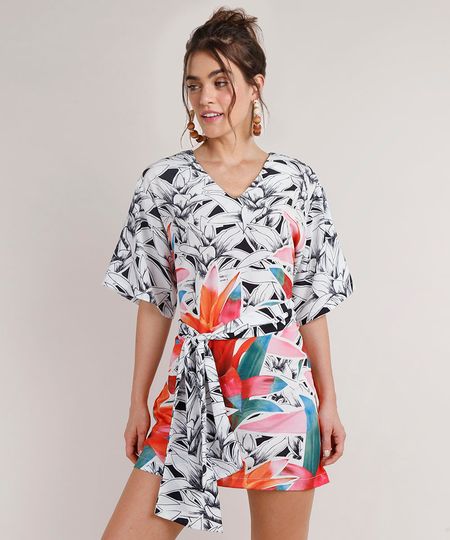Vestido-Feminino-Agua-de-Coco-Curto-Estampado-Bromelias-Manga-Curta-Branco-9677884-Branco_1