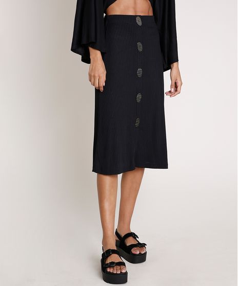 Saia-Feminina-Midi-Canelada-com-Botoes-Preta-9776919-Preto_1