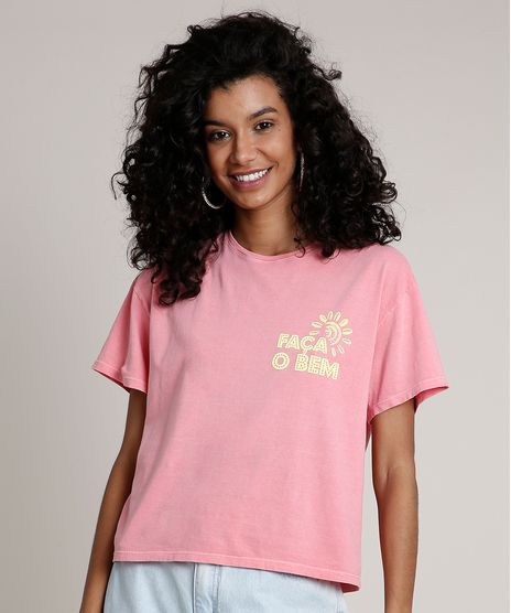 Blusa-Feminina--Faca-o-Bem--Manga-Curta-Decote-Redondo-Rosa-9786085-Rosa_1