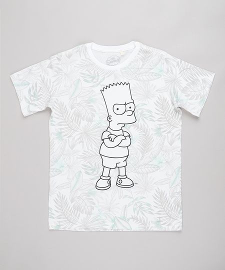 Camiseta-Infantil-Bart-Simpson-Estampada-de-Folhagem-Manga-Curta-Off-White-9732785-Off_White_1