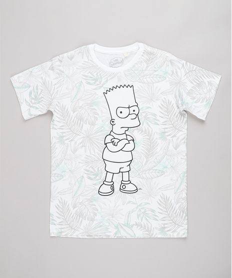 Camiseta-Infantil-Bart-Simpson-Estampada-de-Folhagem-Manga-Curta-Off-White-9732785-Off_White_1