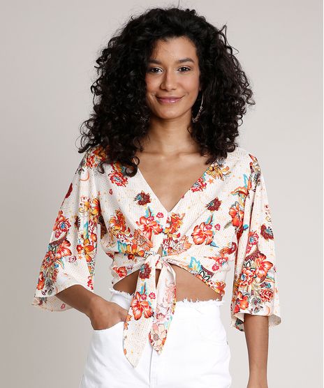 Blusa-Feminina-Cropped-Estampada-Floral-Zodiaco-com-No-e-Botoes-Manga-Curta-Decote-V-Off-White-9681368-Off_White_1