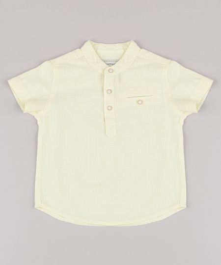 Camisa-Infantil-com-Bolso-Manga-Curta-Gola-Padre-Amarela-Claro-9670883-Amarelo_Claro_1