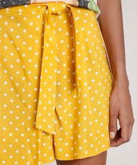 Short-Feminino-com-Pregas-e-Amarracao-Estampado-de-Poa-Mostarda-9681366-Mostarda_4