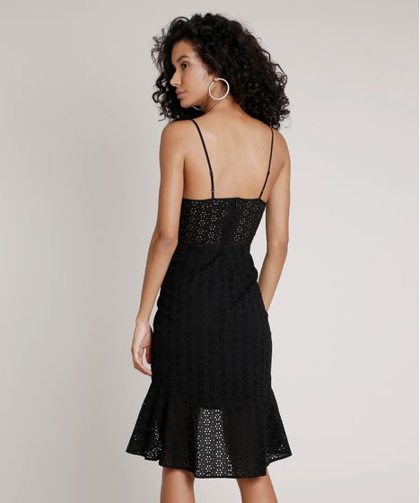 vestido de alça fina preto