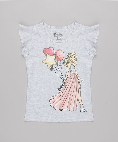 Blusa-Infantil-Barbie-com-Babado-na-Manga-Cinza-Mescla-Claro-9762715-Cinza_Mescla_Claro_1
