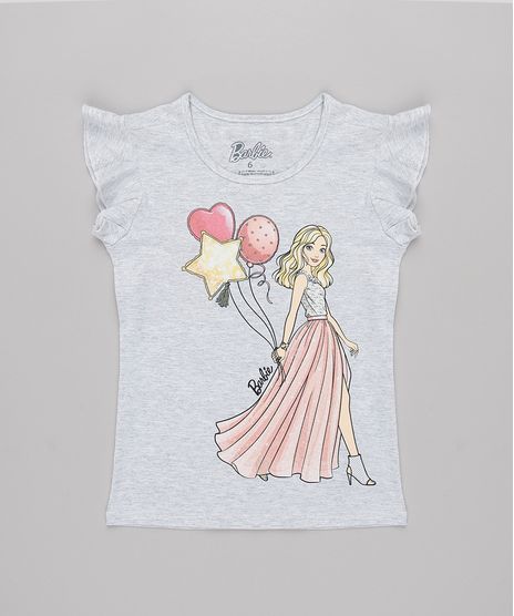 Blusa-Infantil-Barbie-com-Babado-na-Manga-Cinza-Mescla-Claro-9762715-Cinza_Mescla_Claro_1