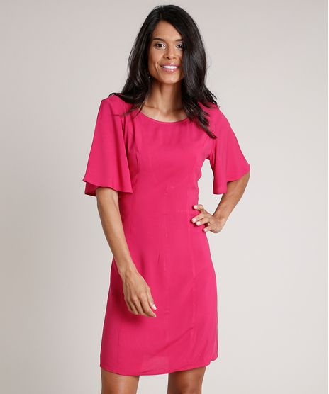 Vestido-Feminino-Curto-com-Tiras-Manga-Curta-Rosa-Escuro-9540266-Rosa_Escuro_1