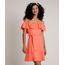 Vestido-Feminino-Curto-Ciganinha-com-Linho-e-Faixa-para-Amarrar--Coral-9674184-Coral_1