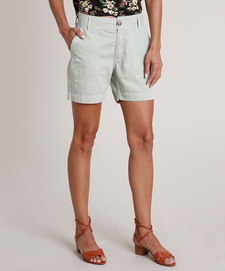 Bermuda-de-Sarja-Feminina-Cintura-Alta-com-Bolsos-Verde-Claro-9831926-Verde_Claro_1 Bermuda-de-Sarja-Feminina-Cintura-Alta-com-Bolsos-Verde-Claro-9831926-Verde_Claro_1