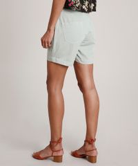 Bermuda-de-Sarja-Feminina-Cintura-Alta-com-Bolsos-Verde-Claro-9831926-Verde_Claro_2