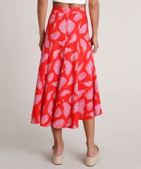 Saia-Feminina-Midi-Estampada-de-Folhagem-em-Linho-com-Botoes-Vermelha-9685464-Vermelho_2